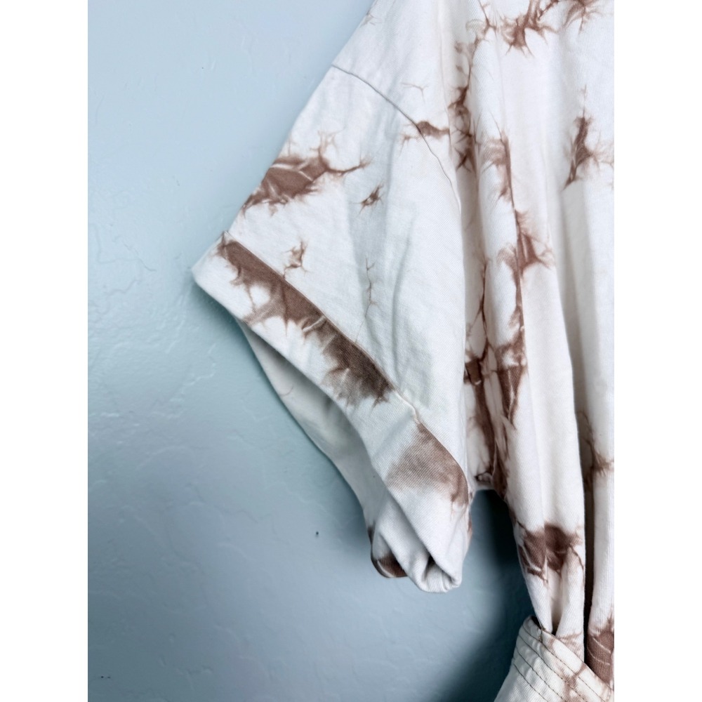 Rebecca Minkoff Marta Dress Khaki Bleach Tie Dye Cotton Belted Mini Dress Large - Picture 5 of 11